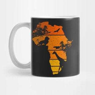 Africa Map African Safari | Lion Giraffe | Vintage Sunset Mug